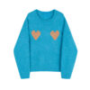 Blue Sweater With Heart Embroidery