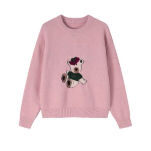 Pink Sweater With Bear Pattern